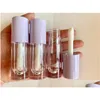 Storage Bottles Jars 50/100Pcs 6.5Ml Purple Pink Yellow Beige Whit Lids Clear Lip Gloss Tubes Transparent Glaze Wand Cosmetic Lipg Dhq6O