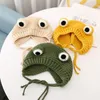Crochet Beanie For Baby Boy Girl Child Cap Winter Frog Ear Muff Caps Infant Christmas Warm Hat Knit Wool Bonnet Hats M4270