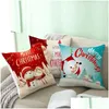 Kuddefodral Santa Claus Print Sofa Throw Cushion Er bil Hem Juldekor El Decorow Corwcase Drop Delivery Garden Textiles DHK0Y