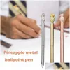 Gel Pens 1Mm Ballpoint Pen Cute Pineapple Shape Black Ink Student Stationery Smooth Writing Roller Ball School Supplies Drop Deliver Dhds7