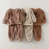 Roupas conjuntos de inverno menino menino menina de outono de lã de lã de molhas para crianças pijamas pijamas tops warm Outwear 230105