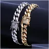 Chain Cool Mens Bracelet Designer Cuban Link Gold Man Copper Jewelry Aaa Cubic Zirconia Sier Hip Hop Diamond Cha Dheem