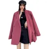 Trajes de mujer 2023 Autumn Women Blazers Coat Corea Cause Solid Troit Collar Nothed Collar Blazer Feminimos Full