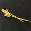 Dinnerware Sets Red Gold Cutlery Set Stainless Steel Golden Knives Forks Spoons Kitchen Tableware Drop