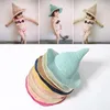 ワイドブリム帽子の女の子の麦わら帽子の子供たちの春と夏の韓国語バージョン素敵な赤ちゃんの手編みのかわいい魔女