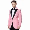 دعاوى الرجال الوردي العريس Tuxedo لحفل الزفاف Homme 2 Pitch Slim Fit Man Prom Party Party Wear Trajes de Hombre