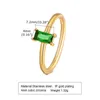 Cluster Rings Chic Geometric Square Stone For Women CZ Solitaire Ring Gold Color Stainless Steel Slim Band Jewelry