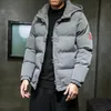 Herrarna ner parkas mrgb 2023 mode fleece coat manlig fast färg kinesisk tjock varm huva jacka man faller vinter cusual bomull