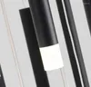샹들리에 현대 LED 계단 샹들리에 조명 147W 검은 철 바디 매달려 거실을위한 램프