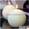 Candles Romantic Unscented White Spherical Candle Valentines Day Home Event Party Decoration Paraffin 1416 Hours Burning Time Drop D Dh1Or