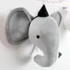 Decorative Figurines Animal Head Elephant Wall Hanging Mount Stuffed Plush Children'S Room Decorations Toys Cute Felt Artwork