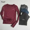 Träning fitnesskläder peeli långärmad yoga skjortor sport topp gym sportkläder för kvinnor femme jersey mujer kör t -shirt 230104