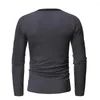 T-shirt da uomo T-shirt da uomo con scollo a V Tinta unita Slim Fit Casual Manica lunga Basic T-shirt Top Pullover H30