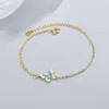 Lien Bracelets Beau Bleu Zircon Papillon Pour Femme Rétro Chaîne Dorée Réglable Bijoux Argent Couleur Accessoires SB112