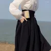 Spódnice francuska biała talia A-line spódnica z litego kostki naturalne kobiety swobodne bawełniane jedwabne ubrania