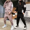 Men's Tracksuits Hooded 2023 Workwear Jacket Pants 2PC Sets Baseball Loose Pullover Coat & Long Mens Clothing