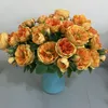 Decorative Flowers Artificial Silk Tea Rose Simulation Bouquet Wedding Bride Holding Home Living Room Garden Roses Green Plant Decoration