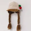 Czapki 1-6 lat dzieci dziewczynka kapelusz długie włosy warkocz warkocz kasę na zimę ciepłe wiśniowe okrągły top księżniczki Dziewczyny i czapki