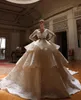 فساتين الأميرة كرات الزفاف ضد الأكمام الطويلة الأكمام المزينة بالخرز الترتر 3D الدانتيل الدانتر