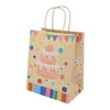 Niños asas retorcidas Protección del medio ambiente Kraft Party Candy Tote Bags Cute Happy Birthday Gift Cartoon Paper Bag A373