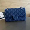 CC Bag Vintage Blue Denim Double Flap Designer Bags Two tone Gradual Diamonds Quilted Light Gold Leather Chain Shoulder Handbags Large Multi Pocket Crossbody Wallet