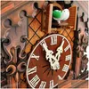 Horloges murales en bois pendaison horloge oiseau alarme coucou pour la maison enfants chambre décoration livraison directe jardin décor Dhkti