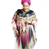 Etniska kläder Ramadan Abaya Dubai Kaftan Floral Dress African Maxi Dresses For Women 2023 Summer Plus Size Vestidos 2 Piece Chiffon Robe