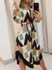 Casual Dresses 2023 Summer Women Elegant Vacation Stylish Leisure Dress Female Slimming Colorblocked Geo Print Asymmetrical