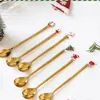 Christmas Decorations 1pc Merry Stainless Steel Gold Silver Elk Snowman Santa Spoon 2023 Year Decoration For Home Navidad