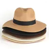 Chapeaux à large bord RH unisexe pare-soleil Panama papier chapeau de paille mode crème solaire usine Jazz femmes Fedora