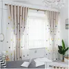 Curtain Drapes Nordic Triangle Tle Curtains For Childrens Bedroom Kids Window Sheer Modern Geometric Embroidery Living Room Drop D Dhtif