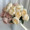 Decorative Flowers Silk Fake Round Peonys Artificial Bouquet Home Living Room Balcony Decoration Simulation Peony Orange Yellow Red Flower