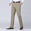 Pantaloni maschili primaverili ed estivi marchi di cotone pantaloni di cotone sottile di mezza età Colore solido a colori sciolti pantalone altissimo pantalone 6 colori 40