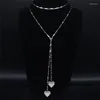 Hänghalsband 2023 mode rostfritt stål hjärthalsband för kvinnor silver färg lång kedja smycken uzun kolye n20332S08S08S08S08