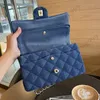 CC Bag Vintage Blue Denim Double Flap Designer Bags Two tone Gradual Diamonds Quilted Light Gold Leather Chain Shoulder Handbags Large Multi Pocket Crossbody Wallet