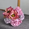 Dekorativa föremål Figurer Peony Bouquet Simulation Flower Fresh Hand Holding Fake Simple Wedding Bride Tie Anemone 230104