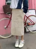 Gonne Y2k Grigio Retro Lungo Prepply Baggy Cargo Patchwork Increspato Midi Donna Streetwear Tasche Coreano anni '90 2023Gonne