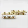 Dishes Plates Wedding Party Luxury Glass Chafing Dish El Serving Gold Buffet Warmer Drop Delivery Home Garden Kitchen Dining Bar D Dhfrn