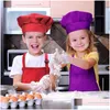 Grembiuli 8Piece Grembiule per bambini e cappello da cuoco Set con 2 tasche Cucina regolabile Cucina1 Drop Delivery Home Garden Textiles Dhkof