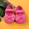 Atletische schoenen 2023 baby's katoenen doek babymeisjes zachte zool flat met boogknoop grijs/ roze/ rooskleurig/ wit 0-12m