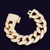 23mm 7/8/9 polegadas Men Bracelet Caders Link Gold Bling Bling CZ Bracelets Men Hip Hop Iced Punk Jewelry