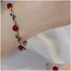 Charm Bracelets French Style Vintage Rose Bracelet Romantic Fashion Golden For Woman Gift Jewelry Wholesale Braceletscharm Drop Deliv Dhiog