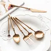 Geschirr Sets Küche Luxus Besteck Set Designer Geburtstag Dessert Messer Tee Löffel Geschenk Gabel Servieren Frühstück Kochen Cocina OA50DS