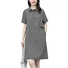 Robes de soirée 2023 Summer Plaid T-Shirt Dress Pour Femmes Dames Fille Slim Casual Plus La Taille Lâche Blouses Blusas A-Line 100KG Femme Mignon