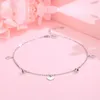 Anklets Pt950 Platinum Anklet Women Heart Shaped Round Bead Simple White Gold Jewelry