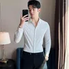 Chemises décontractées pour hommes Luxe rayé à manches longues pour hommes Marque Slim Fit Business Formelle Camisas de Hombre Haute élasticité Social Mens Vêtements