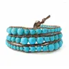 매력 팔찌 kelitch stone beads strand 여자 선물 선물 가죽 3 랩 팔찌 뱅글 체인 패션 수제 보석 선물 드롭 델리 dh0h1