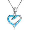 Necklace Earrings Set Romantic Heart Accessories For Women Imitation Blue Fire Opal Pendant Lovers Wedding Party Jewelry Gifts