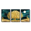 Pinturas douradas arte veado dinheiro ￡rvore de ￡rvore de parede isl￢mica sem moldura abstrato lua canvas de impress￣o p￴ster still vida gota entre entrega homd dhx7l