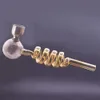 Cam boru spiral Bubblers Kalın Pyrex Yağ Burun Boruları Spiral Dab Saman Yağ Teçhizat Bong 30mm Od brülör Metal sigara içme kasesi